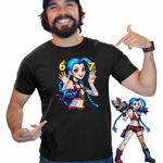 Fashion, accesorii si bijuterii - Barbati - Imbracaminte - Tricouri si bluze barbati - Tricou Barbati Jinx Six Seven Arcane Runeterra, negru, marime XL - Infinity.ro