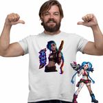 Fashion, accesorii si bijuterii - Barbati - Imbracaminte - Tricouri si bluze barbati - Tricou Barbati Arcane Runeterra Jinx, alb, marime S - Infinity.ro