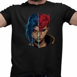 Fashion, accesorii si bijuterii - Barbati - Imbracaminte - Tricouri si bluze barbati - Tricou Barbati Arcane Jinx Vi Runeterra, negru, marime S - Infinity.ro
