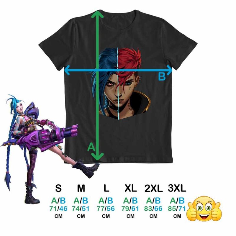 Fashion, accesorii si bijuterii - Barbati - Imbracaminte - Tricouri si bluze barbati - Tricou Barbati Arcane Jinx Vi Runeterra, negru, marime S - Infinity.ro