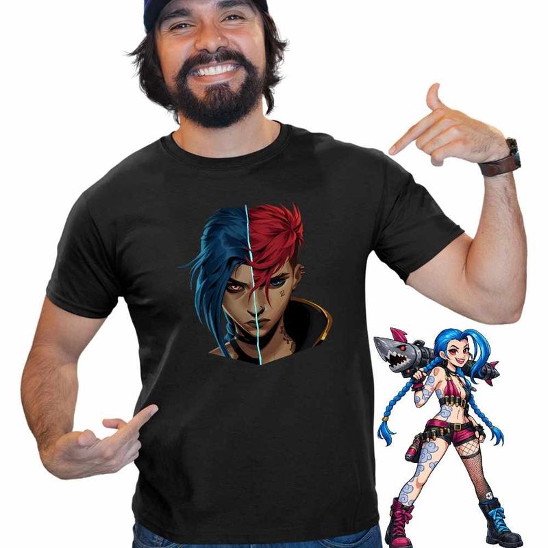 Fashion, accesorii si bijuterii - Barbati - Imbracaminte - Tricouri si bluze barbati - Tricou Barbati Arcane Jinx Vi Runeterra, negru, marime S - Infinity.ro