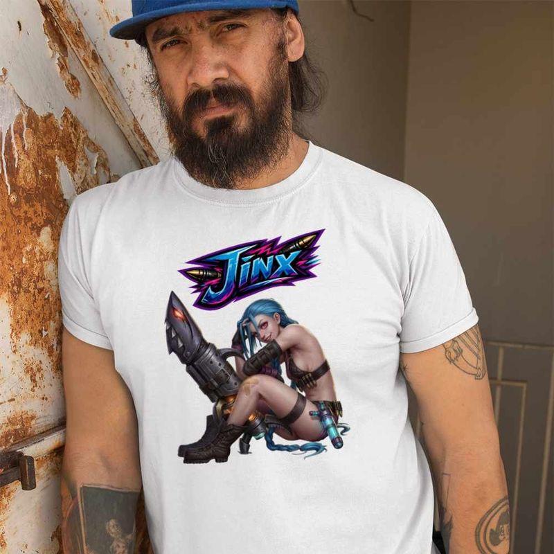Fashion, accesorii si bijuterii - Barbati - Imbracaminte - Tricouri si bluze barbati - Tricou Barbati Arcane Jinx Runeterra, alb, marime M - Infinity.ro