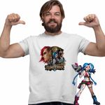 Fashion, accesorii si bijuterii - Barbati - Imbracaminte - Tricouri si bluze barbati - Tricou Barbati Runeterra Jinx Vi Arcane, alb, marime 2XL - Infinity.ro