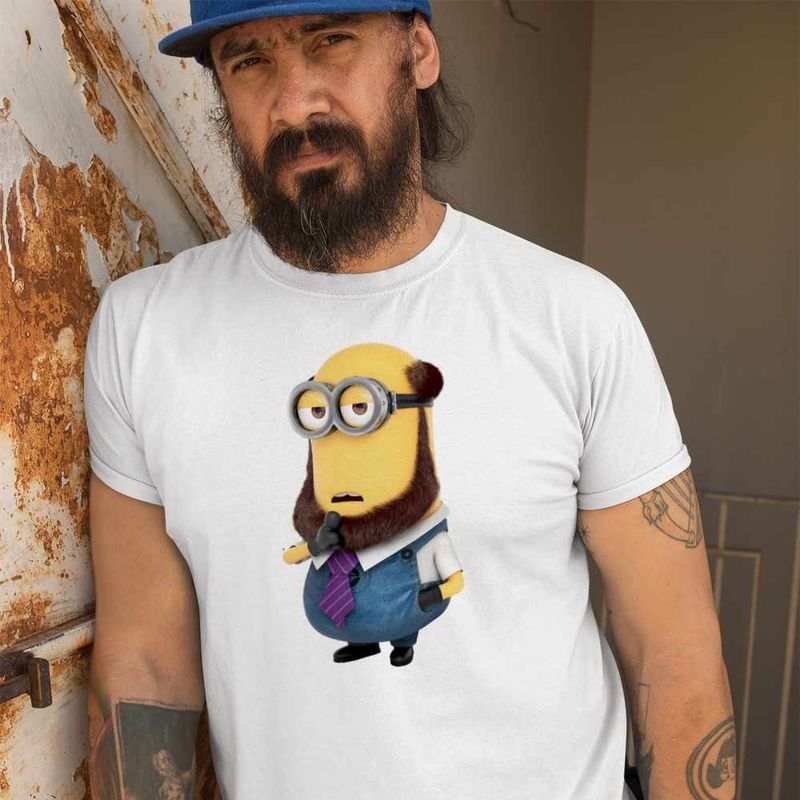 Fashion, accesorii si bijuterii - Barbati - Imbracaminte - Tricouri si bluze barbati - Tricou Barbati Minions Filozof Profesor Despicable, alb, marime S - Infinity.ro