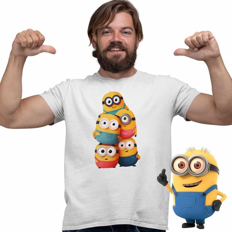 Fashion, accesorii si bijuterii - Barbati - Imbracaminte - Tricouri si bluze barbati - Tricou Barbati Minions Despicable Minioni, alb, marime L - Infinity.ro