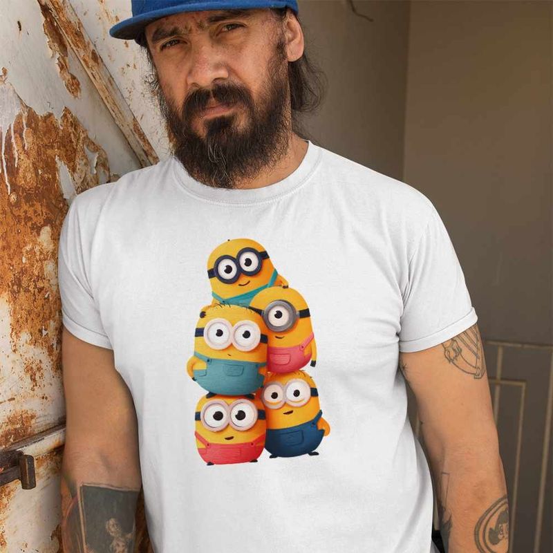 Fashion, accesorii si bijuterii - Barbati - Imbracaminte - Tricouri si bluze barbati - Tricou Barbati Minions Despicable Minioni, alb, marime L - Infinity.ro