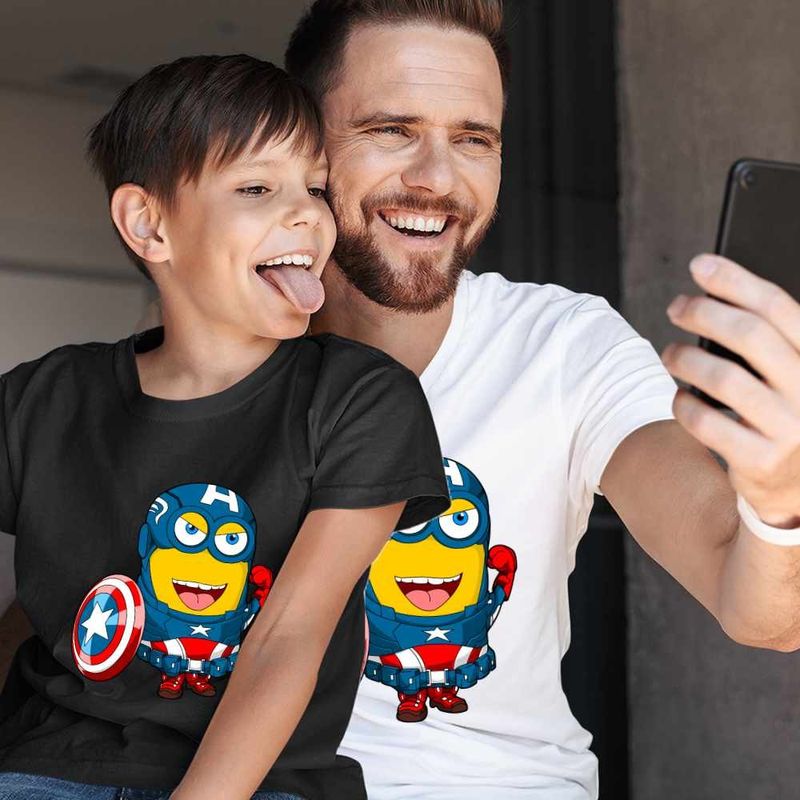 Fashion, accesorii si bijuterii - Barbati - Imbracaminte - Tricouri si bluze barbati - Tricou Barbati Minions Captain America Despicable, negru, marime XL - Infinity.ro