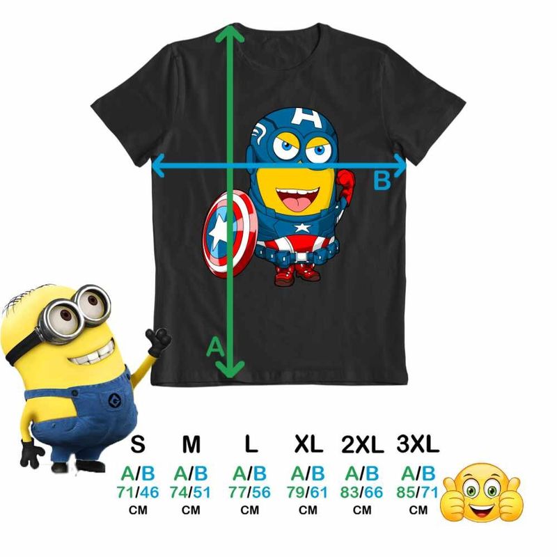 Fashion, accesorii si bijuterii - Barbati - Imbracaminte - Tricouri si bluze barbati - Tricou Barbati Minions Captain America Despicable, negru, marime XL - Infinity.ro