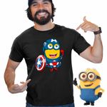 Fashion, accesorii si bijuterii - Barbati - Imbracaminte - Tricouri si bluze barbati - Tricou Barbati Minions Captain America Despicable, negru, marime XL - Infinity.ro