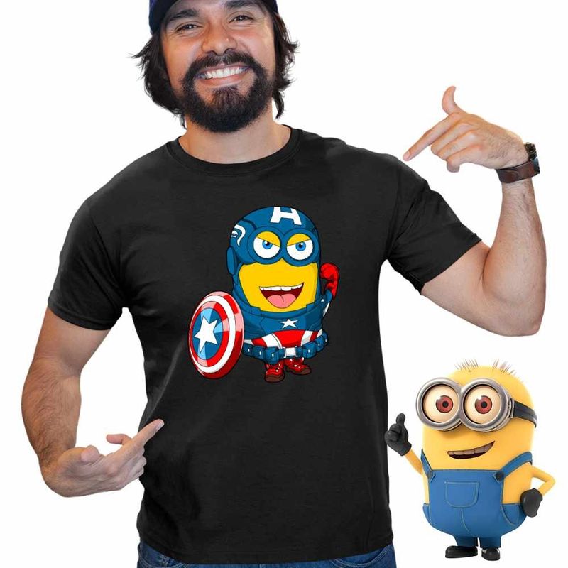 Fashion, accesorii si bijuterii - Barbati - Imbracaminte - Tricouri si bluze barbati - Tricou Barbati Minions Captain America Despicable, negru, marime XL - Infinity.ro
