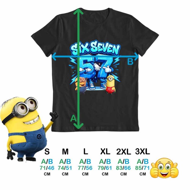 Fashion, accesorii si bijuterii - Barbati - Imbracaminte - Tricouri si bluze barbati - Tricou Barbati Minions 67 Six Seven Sase Sapte Despicable Steal Brainrot, negru, marime 3XL - Infinity.ro