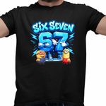 Fashion, accesorii si bijuterii - Barbati - Imbracaminte - Tricouri si bluze barbati - Tricou Barbati Minions 67 Six Seven Sase Sapte Despicable Steal Brainrot, negru, marime 3XL - Infinity.ro