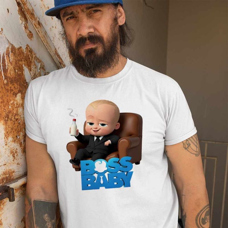 Fashion, accesorii si bijuterii - Barbati - Imbracaminte - Tricouri si bluze barbati - Tricou Barbati Baby Boss Director Born To Lead, alb, marime S - Infinity.ro