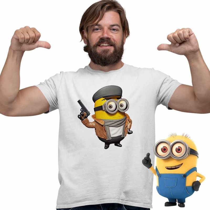 Fashion, accesorii si bijuterii - Barbati - Imbracaminte - Tricouri si bluze barbati - Tricou Barbati Minions Detective Noir Despicable, alb, marime 2XL - Infinity.ro