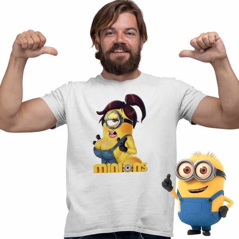 Fashion, accesorii si bijuterii - Barbati - Imbracaminte - Tricouri si bluze barbati - Tricou Barbati Minions Marlena Despicable Minioni, alb, marime M - Infinity.ro