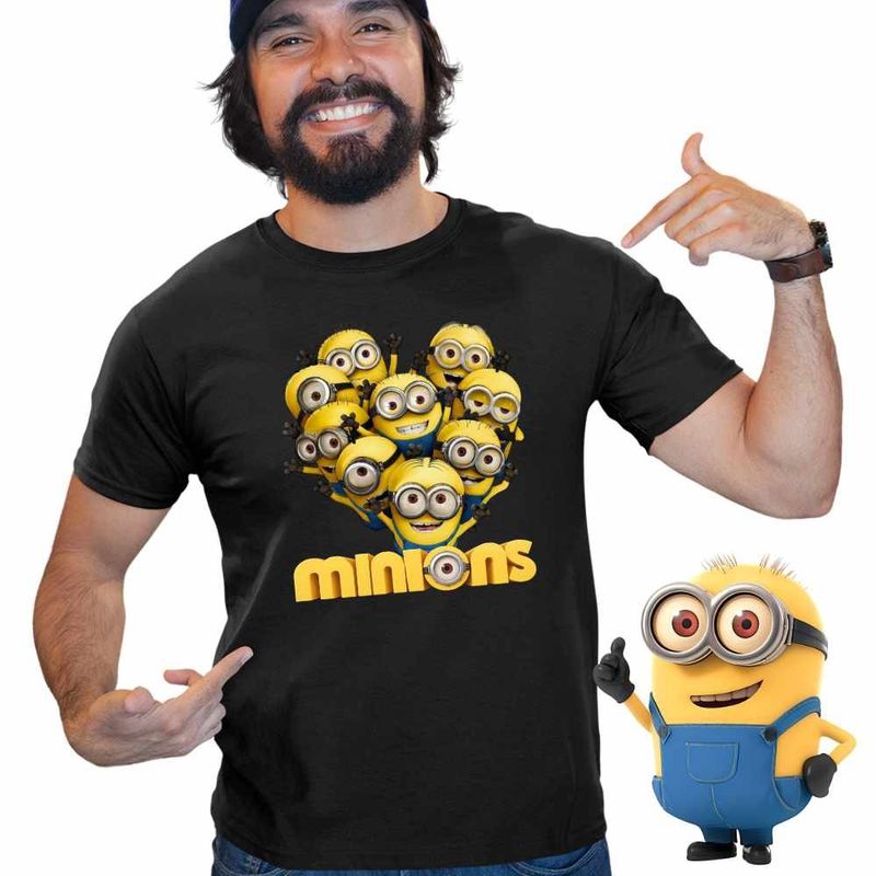 Fashion, accesorii si bijuterii - Barbati - Imbracaminte - Tricouri si bluze barbati - Tricou Barbati Minions Heart Love Valentines Day Dragobete Minioni, negru, marime M - Infinity.ro