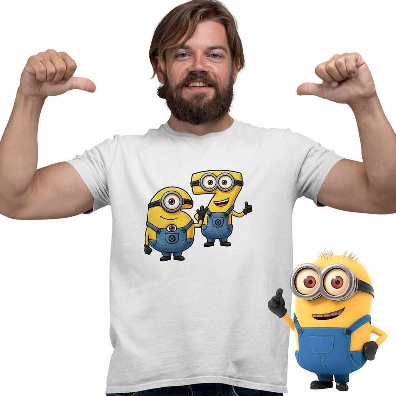Fashion, accesorii si bijuterii - Barbati - Imbracaminte - Tricouri si bluze barbati - Tricou Barbati Minions Six Seven 67 Sase Sapte Despicable, alb, marime 2XL - Infinity.ro