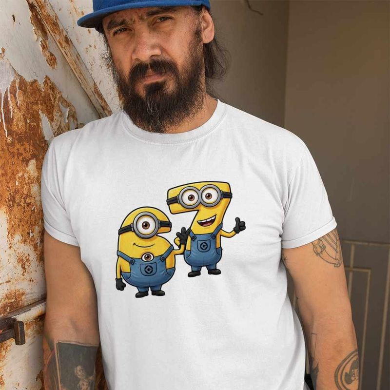 Fashion, accesorii si bijuterii - Barbati - Imbracaminte - Tricouri si bluze barbati - Tricou Barbati Minions Six Seven 67 Sase Sapte Despicable, alb, marime 2XL - Infinity.ro