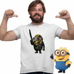 Fashion, accesorii si bijuterii - Barbati - Imbracaminte - Tricouri si bluze barbati - Tricou Barbati Minions Terminator Biker Despicable, alb, marime L - Infinity.ro