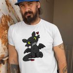 Fashion, accesorii si bijuterii - Barbati - Imbracaminte - Tricouri si bluze barbati - Tricou Barbati Toothless Dragon Night Fury How to train your dragon, alb, marime L - Infinity.ro