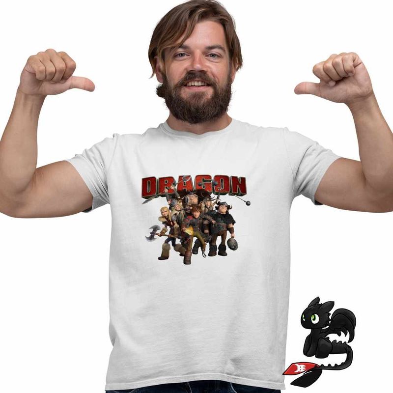 Fashion, accesorii si bijuterii - Barbati - Imbracaminte - Tricouri si bluze barbati - Tricou Barbati How to train your dragon, alb, marime 2XL - Infinity.ro