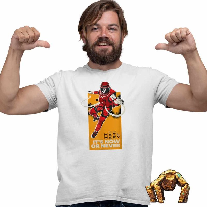 Fashion, accesorii si bijuterii - Barbati - Imbracaminte - Tricouri si bluze barbati - Tricou Barbati Project Hail Mary Now or Never Astrophage, alb, marime 3XL - Infinity.ro