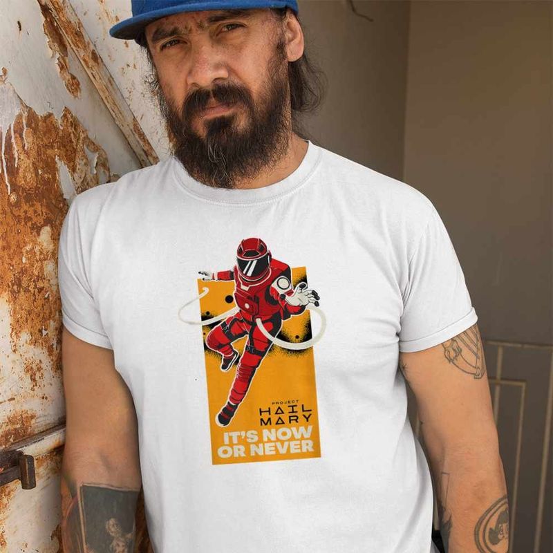 Fashion, accesorii si bijuterii - Barbati - Imbracaminte - Tricouri si bluze barbati - Tricou Barbati Project Hail Mary Now or Never Astrophage, alb, marime 3XL - Infinity.ro
