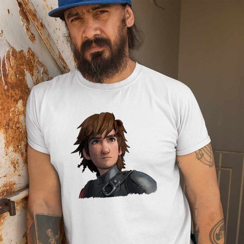 Fashion, accesorii si bijuterii - Barbati - Imbracaminte - Tricouri si bluze barbati - Tricou Barbati Hiccup Viking Dragon Rider How to train your dragon, alb, marime XL - Infinity.ro