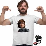 Fashion, accesorii si bijuterii - Barbati - Imbracaminte - Tricouri si bluze barbati - Tricou Barbati Hiccup Viking Dragon Rider How to train your dragon, alb, marime XL - Infinity.ro