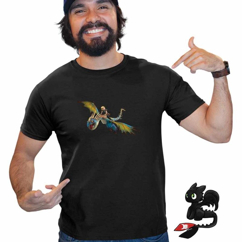 Fashion, accesorii si bijuterii - Barbati - Imbracaminte - Tricouri si bluze barbati - Tricou Barbati Dragon Astrid How to train your dragon, negru, marime S - Infinity.ro
