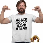 Fashion, accesorii si bijuterii - Barbati - Imbracaminte - Tricouri si bluze barbati - Tricou Barbati Project Hail Mary Grace Rocky Save Stars, alb, marime XL - Infinity.ro