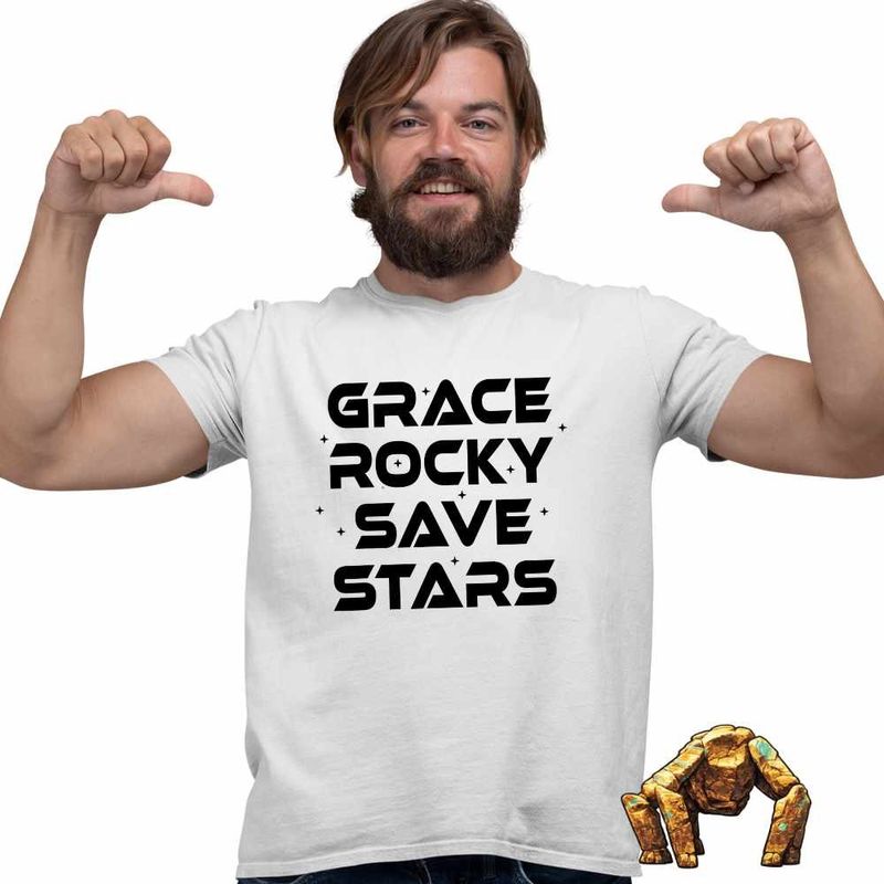 Fashion, accesorii si bijuterii - Barbati - Imbracaminte - Tricouri si bluze barbati - Tricou Barbati Project Hail Mary Grace Rocky Save Stars, alb, marime XL - Infinity.ro