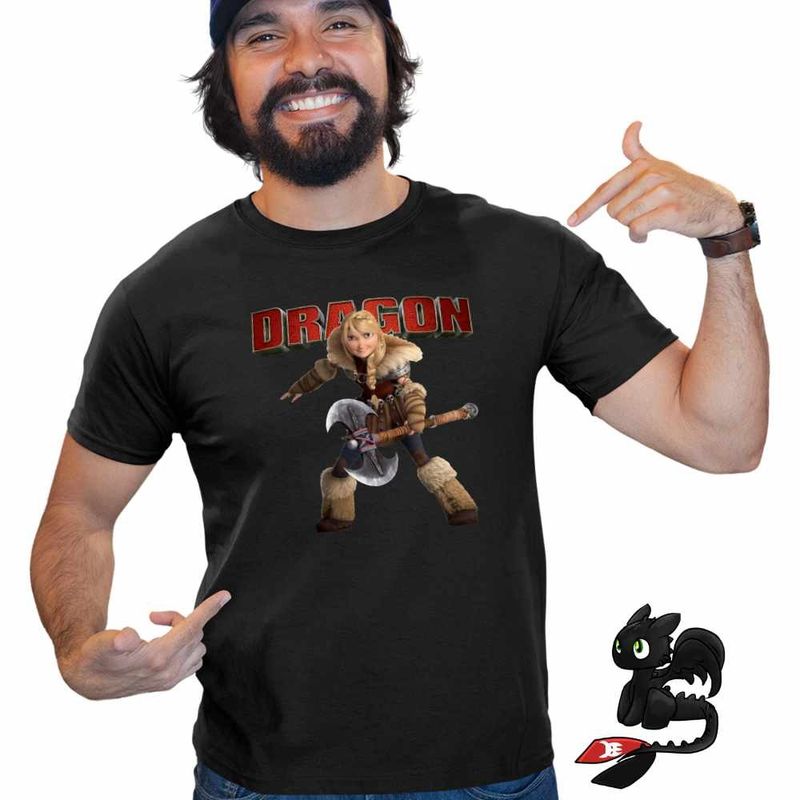 Fashion, accesorii si bijuterii - Barbati - Imbracaminte - Tricouri si bluze barbati - Tricou Barbati Astrid Vikings Warrior How to train your dragon, negru, marime S - Infinity.ro