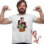 Fashion, accesorii si bijuterii - Barbati - Imbracaminte - Tricouri si bluze barbati - Tricou Barbati Mulan Shang, alb, marime L - Infinity.ro