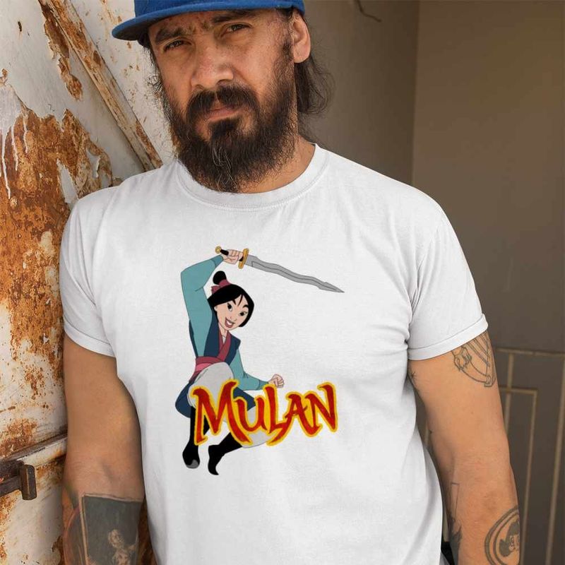 Fashion, accesorii si bijuterii - Barbati - Imbracaminte - Tricouri si bluze barbati - Tricou Barbati Mulan Sword Attack, alb, marime S - Infinity.ro