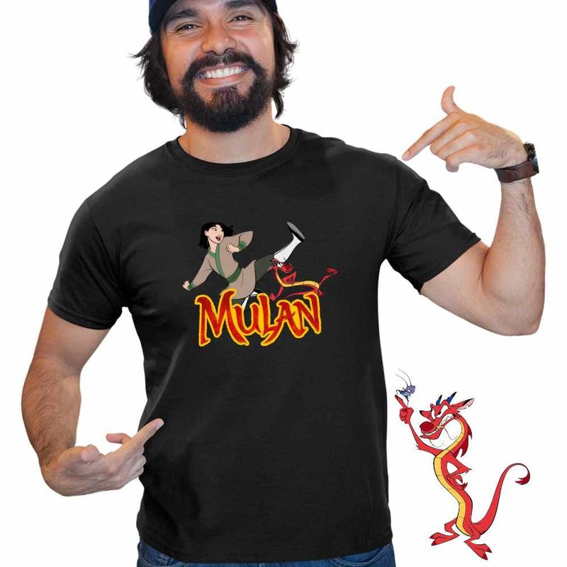Fashion, accesorii si bijuterii - Barbati - Imbracaminte - Tricouri si bluze barbati - Tricou Barbati Mulan Mushu Kung Fu, negru, marime M - Infinity.ro