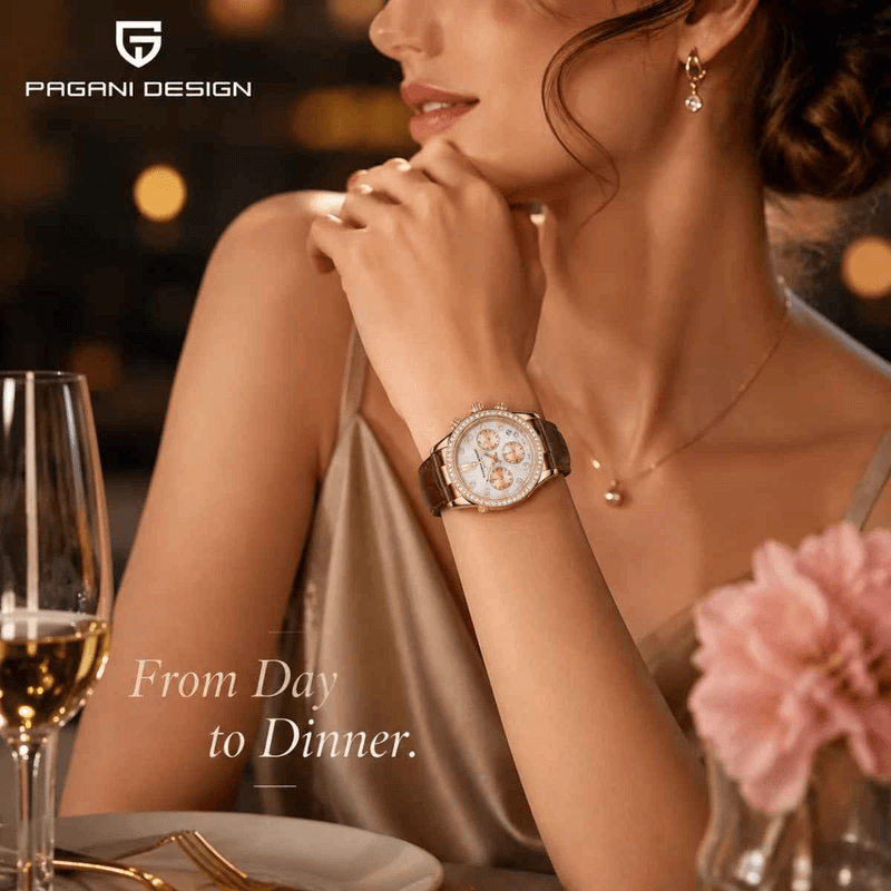 Fashion, accesorii si bijuterii - Femei - Bijuterii femei - Ceasuri femei - Ceas Dama PAGANI DESIGN PD-1730 Rose Gold, Cronograf VD55, Safir, 36mm, 50M - Infinity.ro