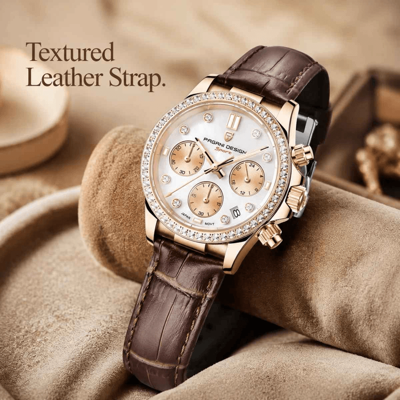 Fashion, accesorii si bijuterii - Femei - Bijuterii femei - Ceasuri femei - Ceas Dama PAGANI DESIGN PD-1730 Rose Gold, Cronograf VD55, Safir, 36mm, 50M - Infinity.ro