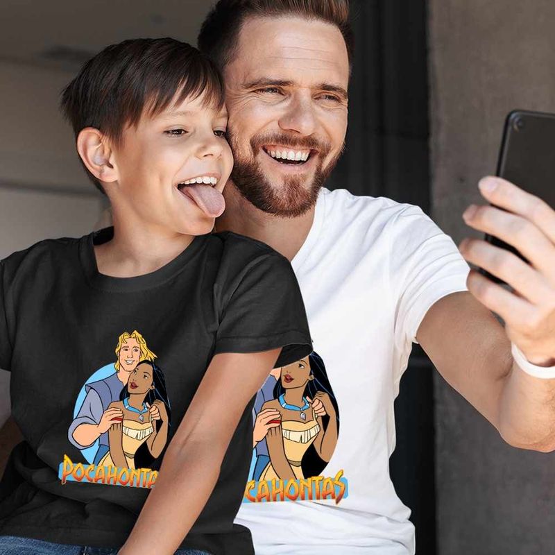 Fashion, accesorii si bijuterii - Barbati - Imbracaminte - Tricouri si bluze barbati - Tricou Barbati Pocahontas Love John Valentines Day, negru, marime S - Infinity.ro