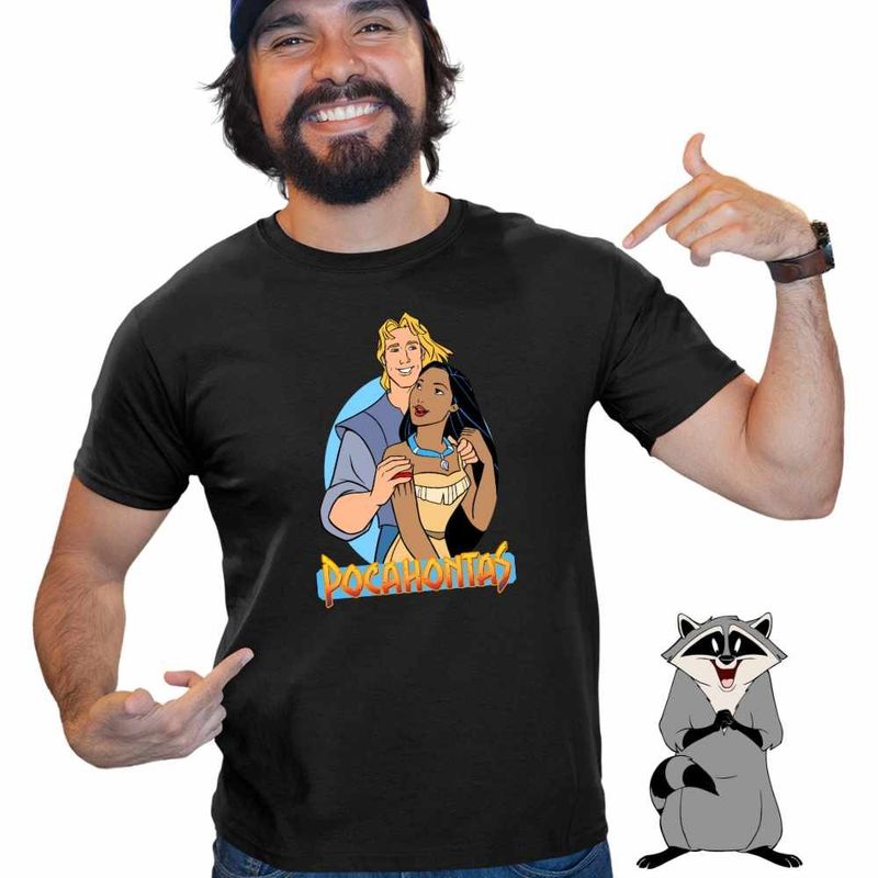 Fashion, accesorii si bijuterii - Barbati - Imbracaminte - Tricouri si bluze barbati - Tricou Barbati Pocahontas Love John Valentines Day, negru, marime S - Infinity.ro