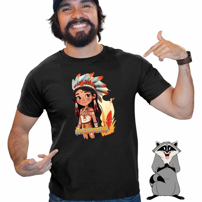 Fashion, accesorii si bijuterii - Barbati - Imbracaminte - Tricouri si bluze barbati - Tricou Barbati Native American Pocahontas, negru, marime M - Infinity.ro