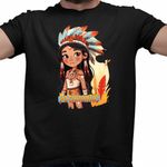 Fashion, accesorii si bijuterii - Barbati - Imbracaminte - Tricouri si bluze barbati - Tricou Barbati Native American Pocahontas, negru, marime M - Infinity.ro