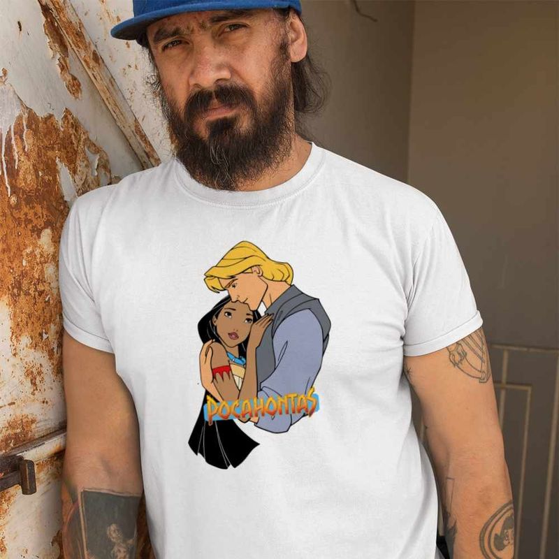 Fashion, accesorii si bijuterii - Barbati - Imbracaminte - Tricouri si bluze barbati - Tricou Barbati Pocahontas Love Dragobete, alb, marime M - Infinity.ro