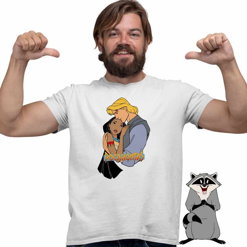 Fashion, accesorii si bijuterii - Barbati - Imbracaminte - Tricouri si bluze barbati - Tricou Barbati Pocahontas Love Dragobete, alb, marime M - Infinity.ro