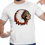 Fashion, accesorii si bijuterii - Barbati - Imbracaminte - Tricouri si bluze barbati - Tricou Barbati Indian Native American, alb, marime M - Infinity.ro