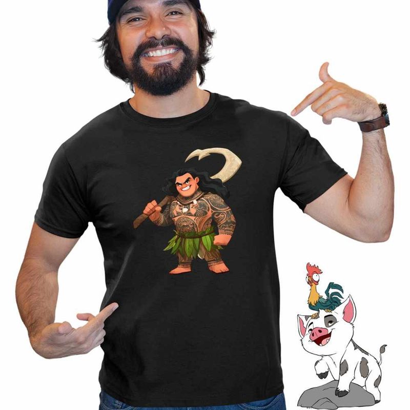 Fashion, accesorii si bijuterii - Barbati - Imbracaminte - Tricouri si bluze barbati - Tricou Barbati Maui Moana Vaiana, negru, marime S - Infinity.ro