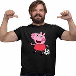 Fashion, accesorii si bijuterii - Barbati - Imbracaminte - Tricouri si bluze barbati - Tricou Barbati Purcelusa Peppa Fotbal, negru, marime L - Infinity.ro