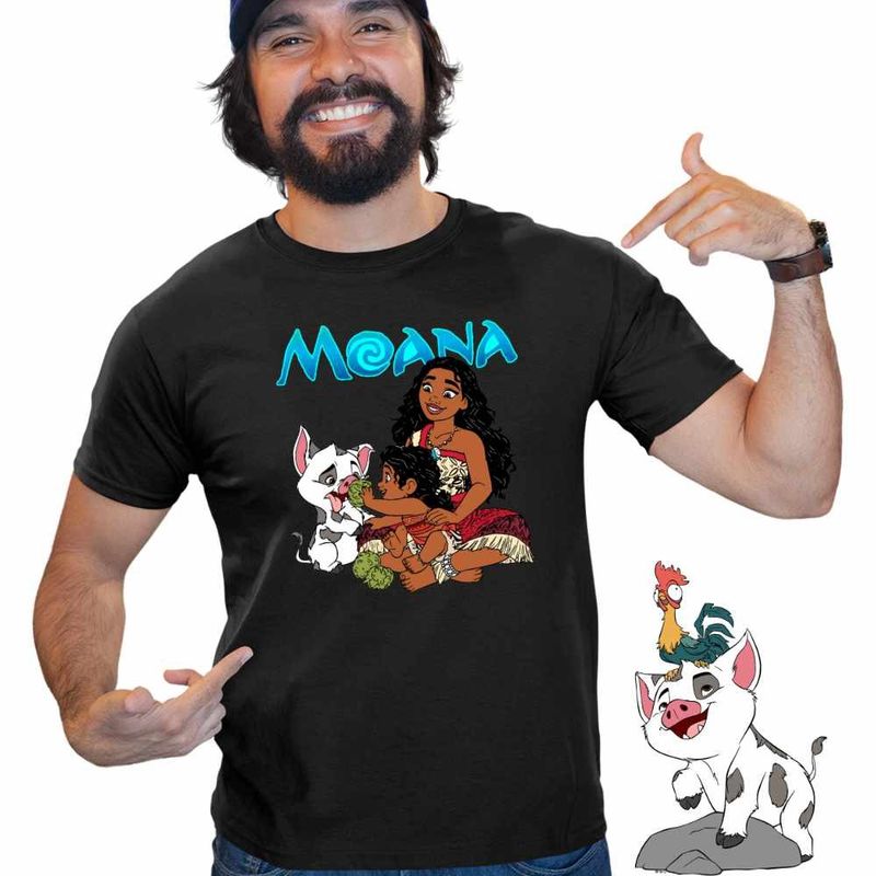 Fashion, accesorii si bijuterii - Barbati - Imbracaminte - Tricouri si bluze barbati - Tricou Barbati Moana Pua Simea Vaiana, negru, marime L - Infinity.ro