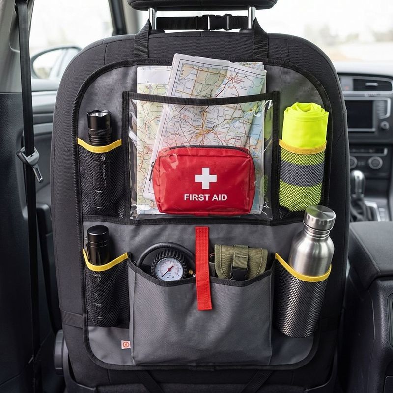 Auto si Moto - Piese auto si accesorii - Interior auto - Accesorii interior - Organizator auto pentru spatar, Shell, cu buzunare, negru, 44x56 cm - Infinity.ro