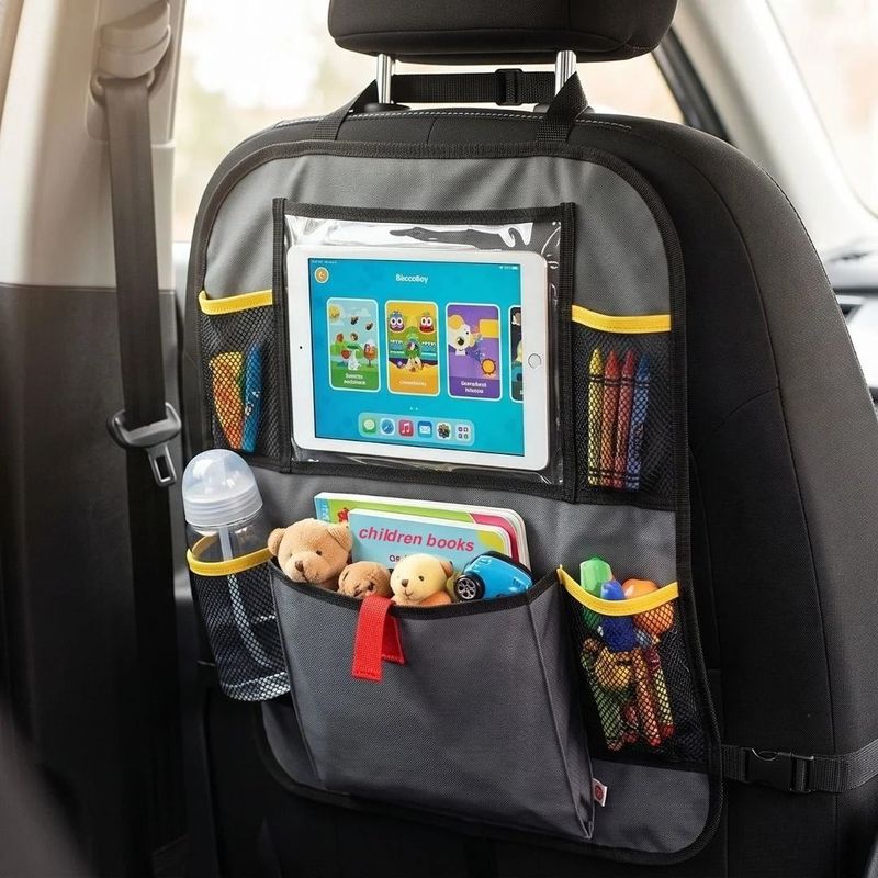 Auto si Moto - Piese auto si accesorii - Interior auto - Accesorii interior - Organizator auto pentru spatar, Shell, cu buzunare, negru, 44x56 cm - Infinity.ro